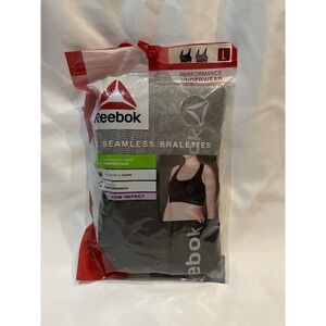 NEW Reebok  Womens 2-Pack Seamless Bralettes Bra Sports DK Gray LT Gray Large